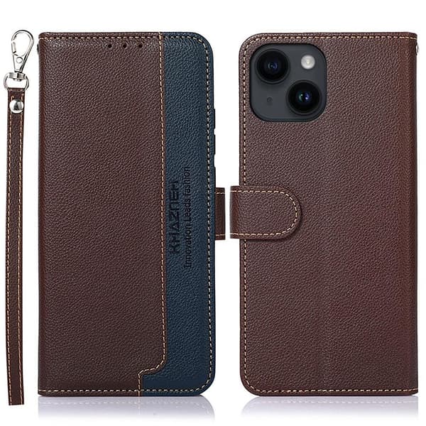 KHAZNEH Telefondeksel for iPhone 15 Plus - Brun/Blå Brown
