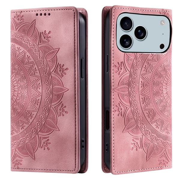 Cover til iPhone 17 Pro Max med Magnetisk Lukning Mønsterpræget Pink