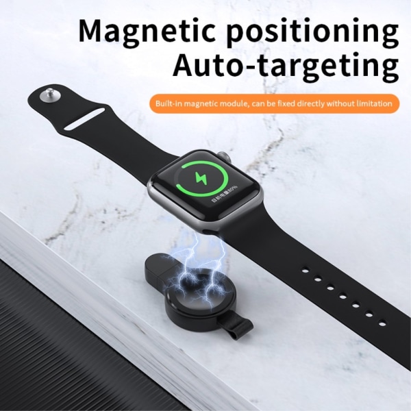Trådløs USB-C hurtig magnetisk oplader til Apple Watch Series 1-8 Black