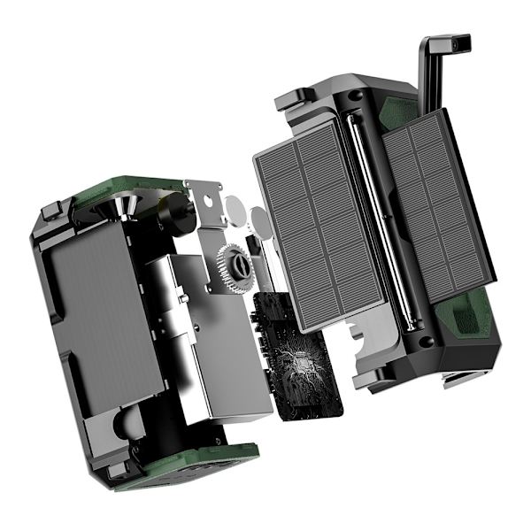 håndsving Radio 12000mAh Power Bank Batteri lommelygte Solar opladning Black