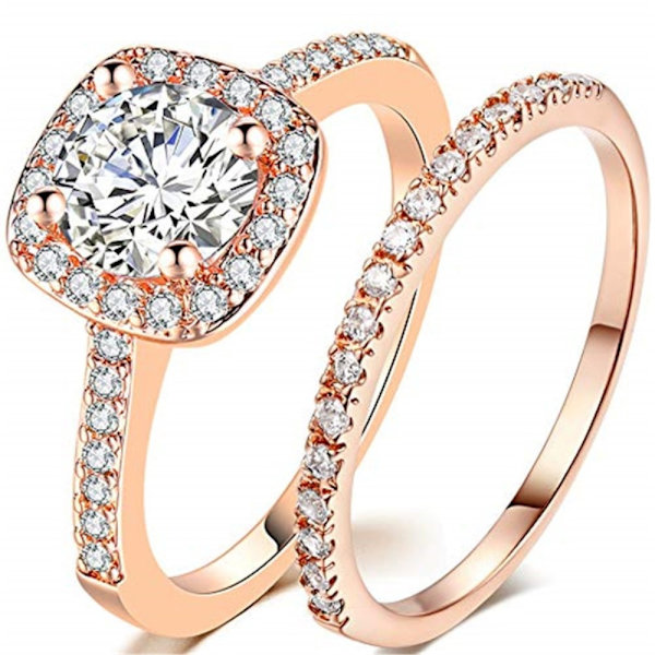 2st Ringar Cubic Zirconia Stapelbara - Storlek 9 / Rose Gold Rosa guld