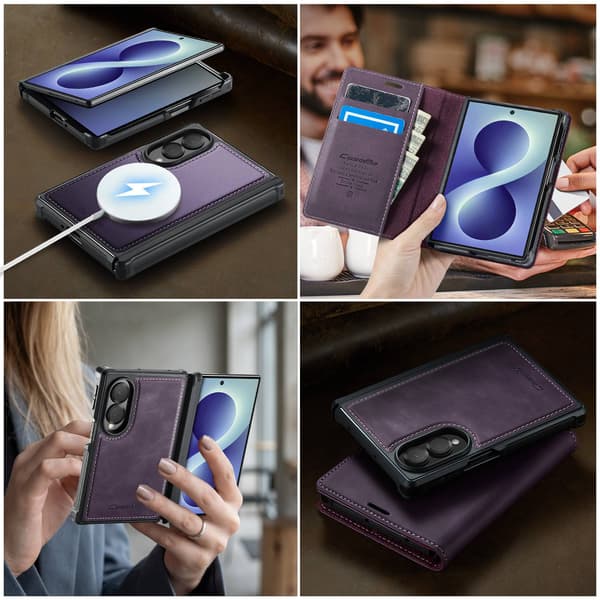 CASEME Magnetisk telefonlommebokdeksel til Samsung Galaxy Z Fold8 Purple