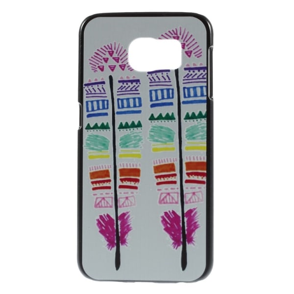 Samsung Galaxy S6 Hard Case -kansi Tribal Colorful Feather Purple