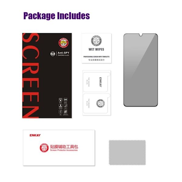 ENKAY För Xiaomi Redmi 14C Anti-Spion Skärmskydd Full täckning Transparent