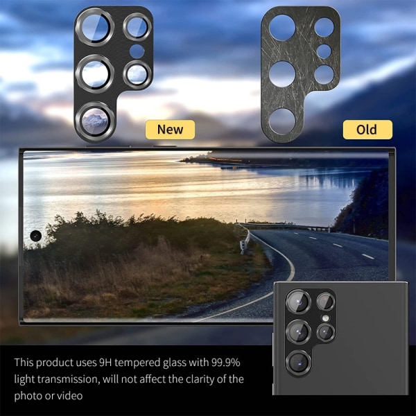 ENKAY Kamera Lins Skydd till Samsung Galaxy S24 Ultra Aluminiumlegering + Härdat Glas grå