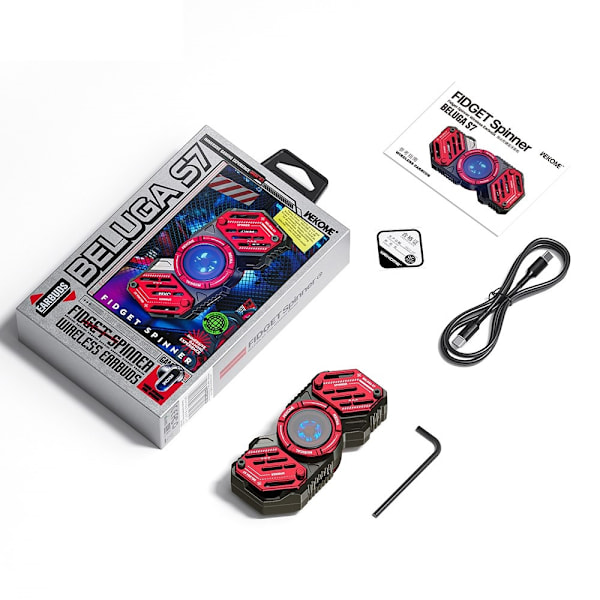 WEKOME Bluetooth Headset Trådløse Hovedtelefoner Fidget Spinner - RØD Red