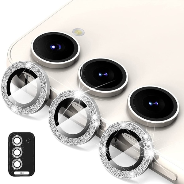 ENKAY Kamera Lins Skydd till Samsung Galaxy S24 Härdat glas Glit Silver