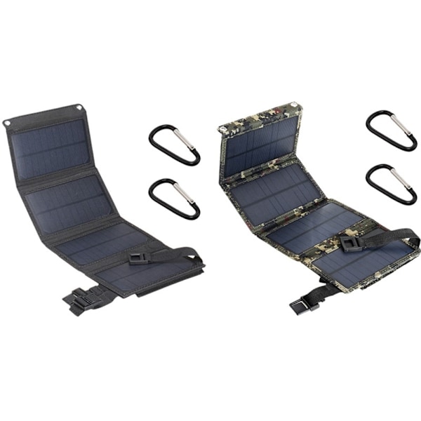 20W Bærbar Solcellepanel Strømstasjon Generator USB-lader Black