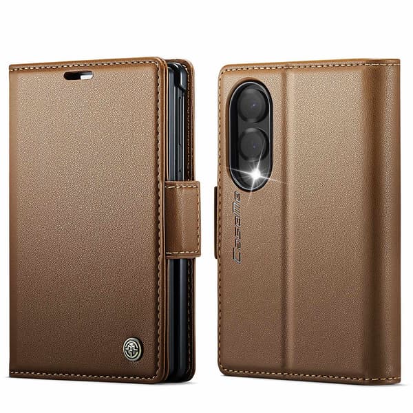 CASEME Glanset telefonlommebokdeksel til Samsung Galaxy Z Fold8 Brown