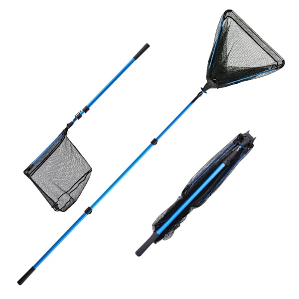 230 cm 3-osainen taitettava kolmiokalastusverkko Håv Kalastusverkko kauhalla Blue