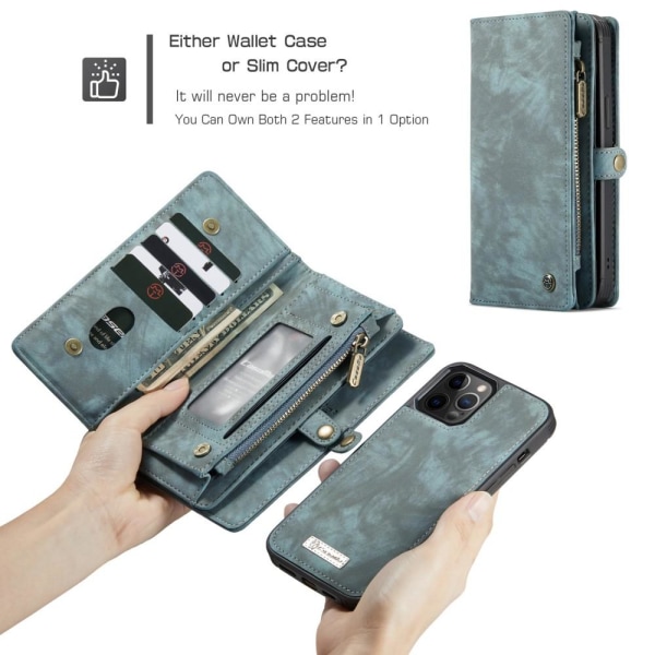 CASEME iPhone 12 / iPhone 12 Pro Retro plånboksfodral - Grön Grön