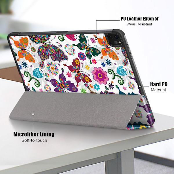 iPad Pro 11" 2021/2020/2018 Trippeldeksel med smal passform - Butterfly Multicolor