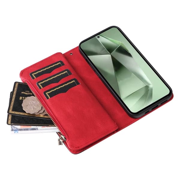 KT Multifunksjons Serie-5 Telefonveske for Samsung Galaxy S24 FE Red