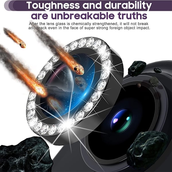 iPhone 15 / 15 Plus Ring Circle Lens -elokuvasetti Glitter Black