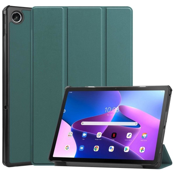 Til Lenovo Tab M10 Plus (Gen 3) Trifoldet Stativdæksel - Grøn Green