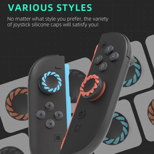 Kompatibel med Nintendo Switch 2 4 stk. Joy-Con tommelfingergreb - sort+orange+blå Blue