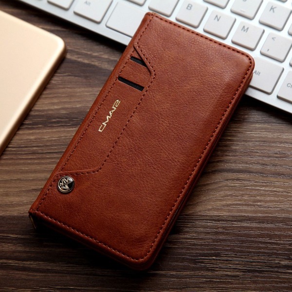 CMAI2 Litchi plånboksfodral till iPhone 7 / 8 / SE (2020) - Brun Brown