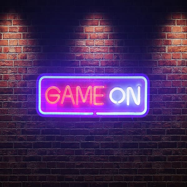 Romdekorasjon Gaming LED Neonlys Veggdekorasjon Spillrom Atmosfære Lampe White