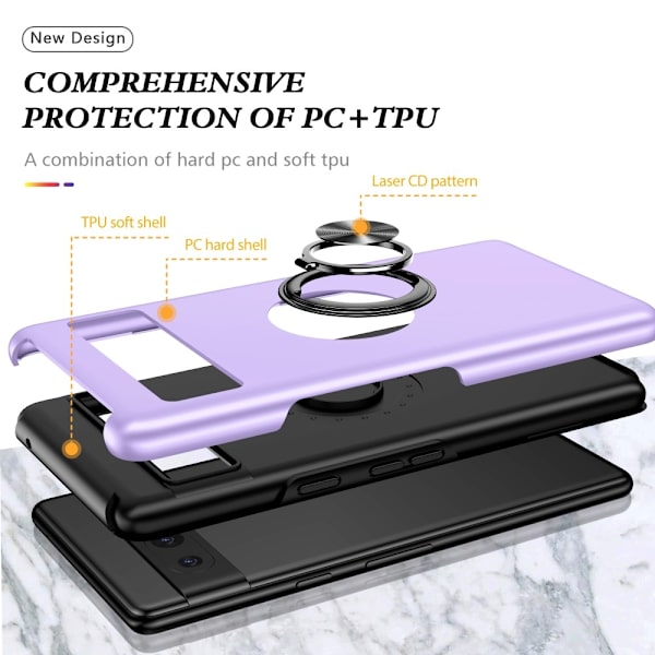Til Google Pixel 8a Fingerring Kickstand Hybrid Taske Purple