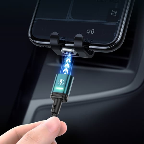 KUULAA 2m 3A Magneettinen USB-C / iP (5-14) / Micro USB 3-in-1 Lataus + Data Black