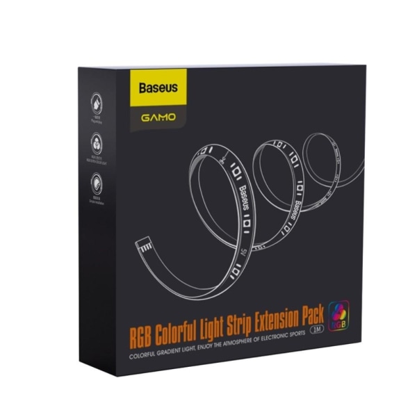 Värikäs BASEUS RGB -valonauha 1 metrin jatkopakkauksella - musta Multicolor