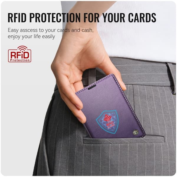 CASEME Telefonpungcover med blank litchi tekstur til iPhone Duo Purple