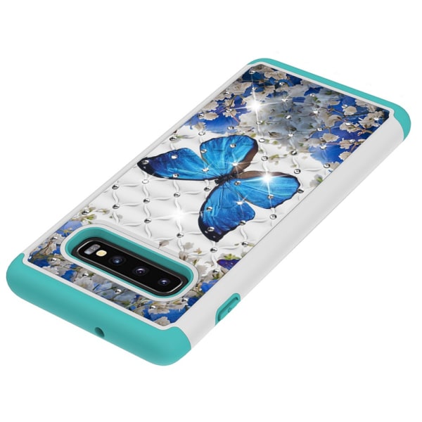 Samsung Galaxy S10+ Mønster PC TPU Telefonskal - Blå Sommerfugl Blue