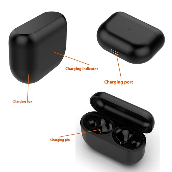 Docka för Jabra Elite 10 Earbuds Laddningsfack Laddningskabel Svart