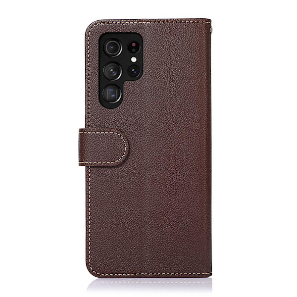 KHAZNEH Samsung Galaxy S22 Ultra Plånboksfodral - Brun/Blå Brun
