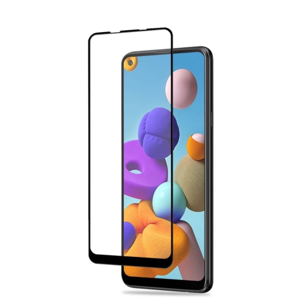 AMORUS Samsung Galaxy A21s Härdat glas - Svart Transparent
