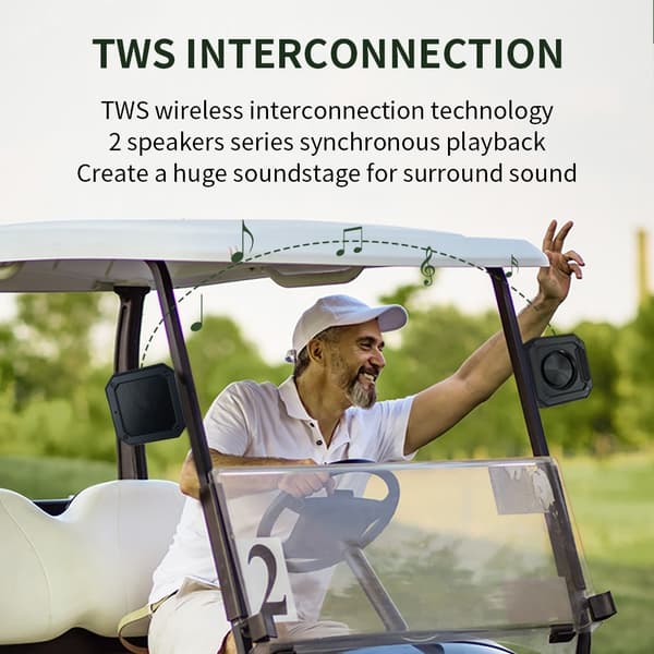 Magnetisk Bluetooth-høyttaler for golfbil, vanntett subwoofer med mikrofon Black