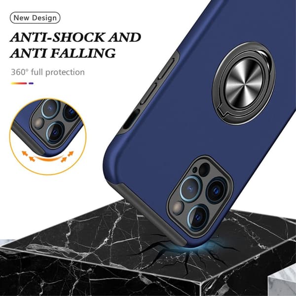 iPhone 13 Pro Fingerring Kickstand Hybrid Taske - Blå Blue