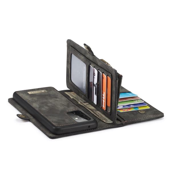 CASEME Samsung Galaxy A72 Retro Lær Lommebok - deksel - Grå Grey