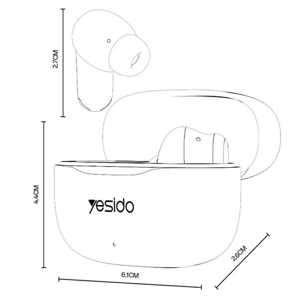 YESIDO Trådlösa Hörlurar In-Ear Bluetooth Stereohörlurar Touch Control - Vit Vit