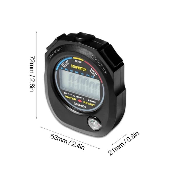 Sportstimer digitalt stopur Dato Tidsalarm Black
