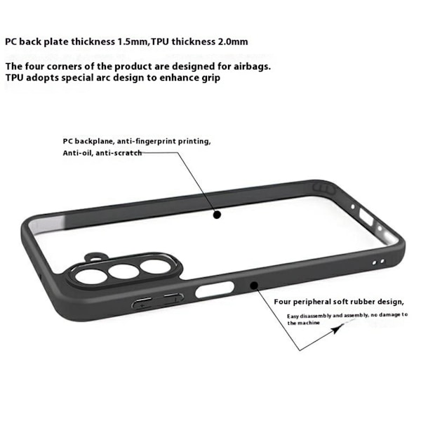 Samsung Galaxy A26 5G Suojakotelo Vahvistetut Kulmat TPU+Acrylic Läpinäkyvä Puhelimen Kotelo Transparent