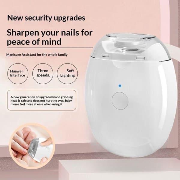 Elektrisk negleklipper – automatisk manicureværktøj, tre hastigheder, LED-lys White