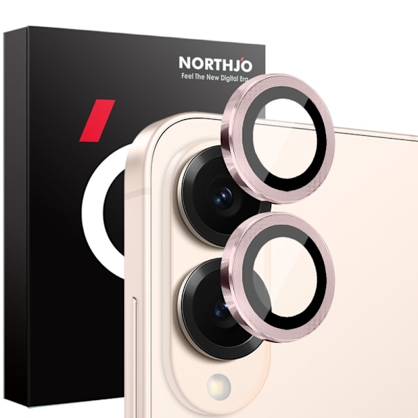 NORTHJO för Samsung Galaxy S25 Edge Härdat Glas Kameralinsskydd Rosa