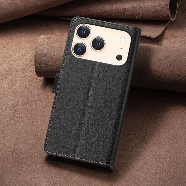 BINFEN COLOR Puhelimen lompakkokotelo iPhone 18 Pro / 17 Pro puhelimelle Black