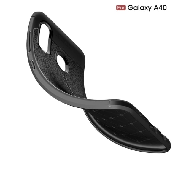 Samsung Galaxy A40 Litchi Skin Soft TPU telefoncover - sort Black