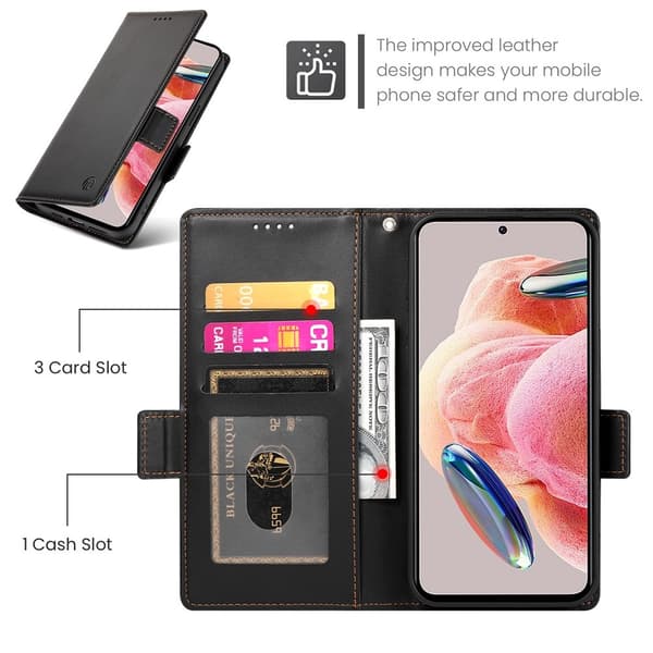 Phone Wallet Case with Stand for Realme C100 5G / C83 5G Black