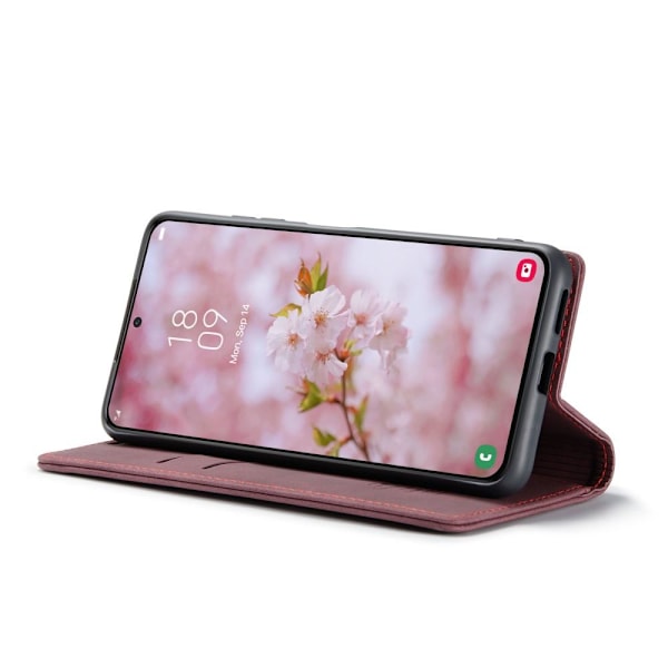 CASEME Retro Wallet Case for Samsung Galaxy S22 - Red Red