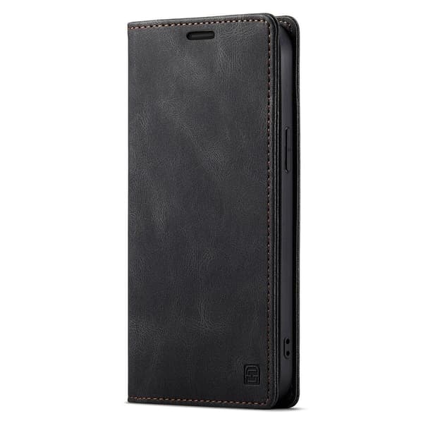 AUTSPACE A01 Retro Wallet Case for iPhone 13 Pro Max - Black Black