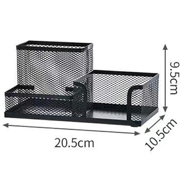 3 fack Metall Skrivbord Organizer Pennhållare Organiserare Förvaring Låda Svart