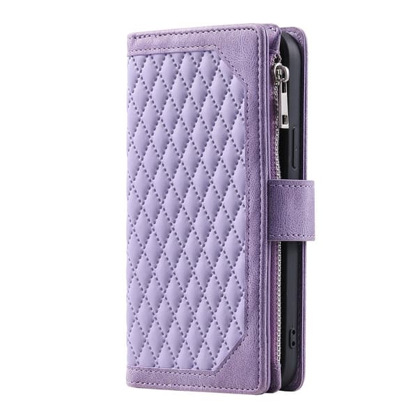 För Google Pixel 10 Pro / 10 / 9 Pro / 9 Zipper Wallet Case Rhombus Telefonfodral Lila