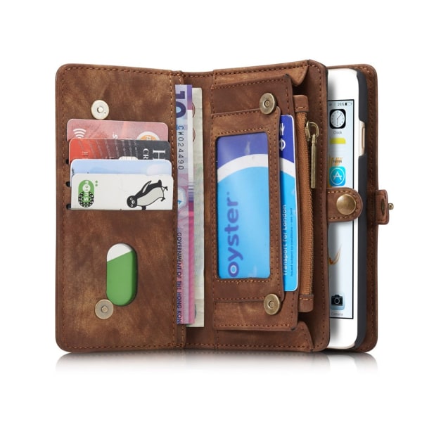 CASEME iPhone 6s 6 Retro Split läder plånboksfodral - Coffee Brown