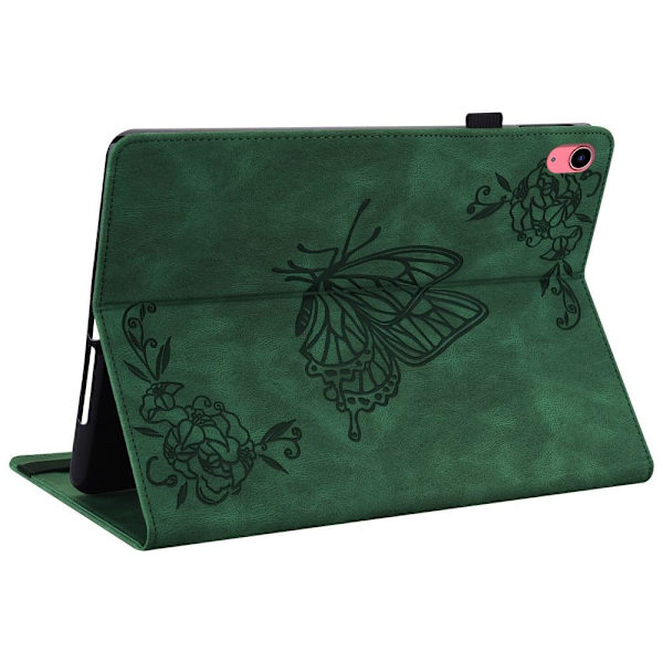 Til iPad 10.9 (2022) Tabletetui Cover Buterfly Imprinting - Grøn Green