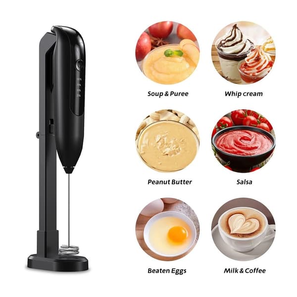 Mini Blender Mælkeskummer Håndholdt Skummer Elektrisk Drikkemixer - Sort Black