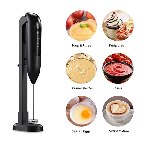 Mini Blender Mjölkskummare Handhållen Skummare Elektrisk Dryckesblandare - Svart Svart
