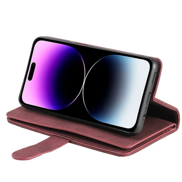 iPhone 17 Pro Kuori Vetoketjutaskulla ja 9 Korttipaikalla Red